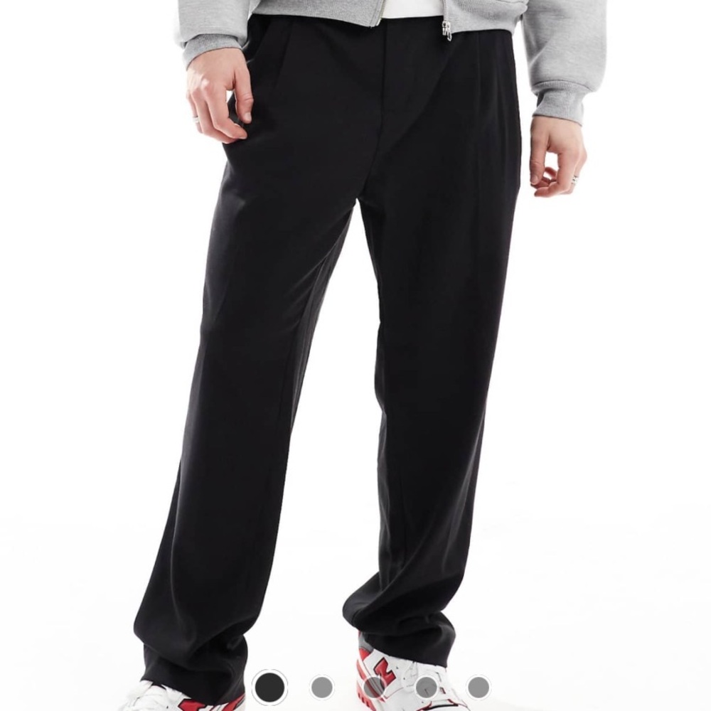 Jack & Jones Men’s Wide Fit Smart Trousers | Black | Size M / W32